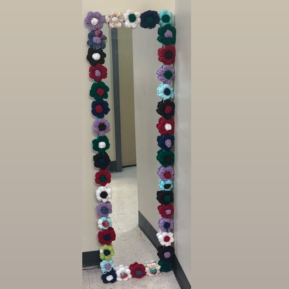 Homemade Flower crochet mirrors